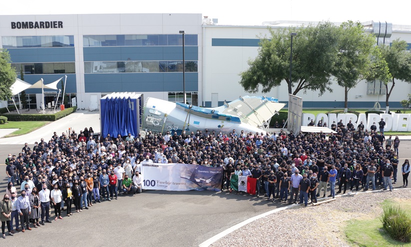 Bombardier celebra 15 años en Querétaro; entrega el fuselaje trasero número 100 del Global 7500