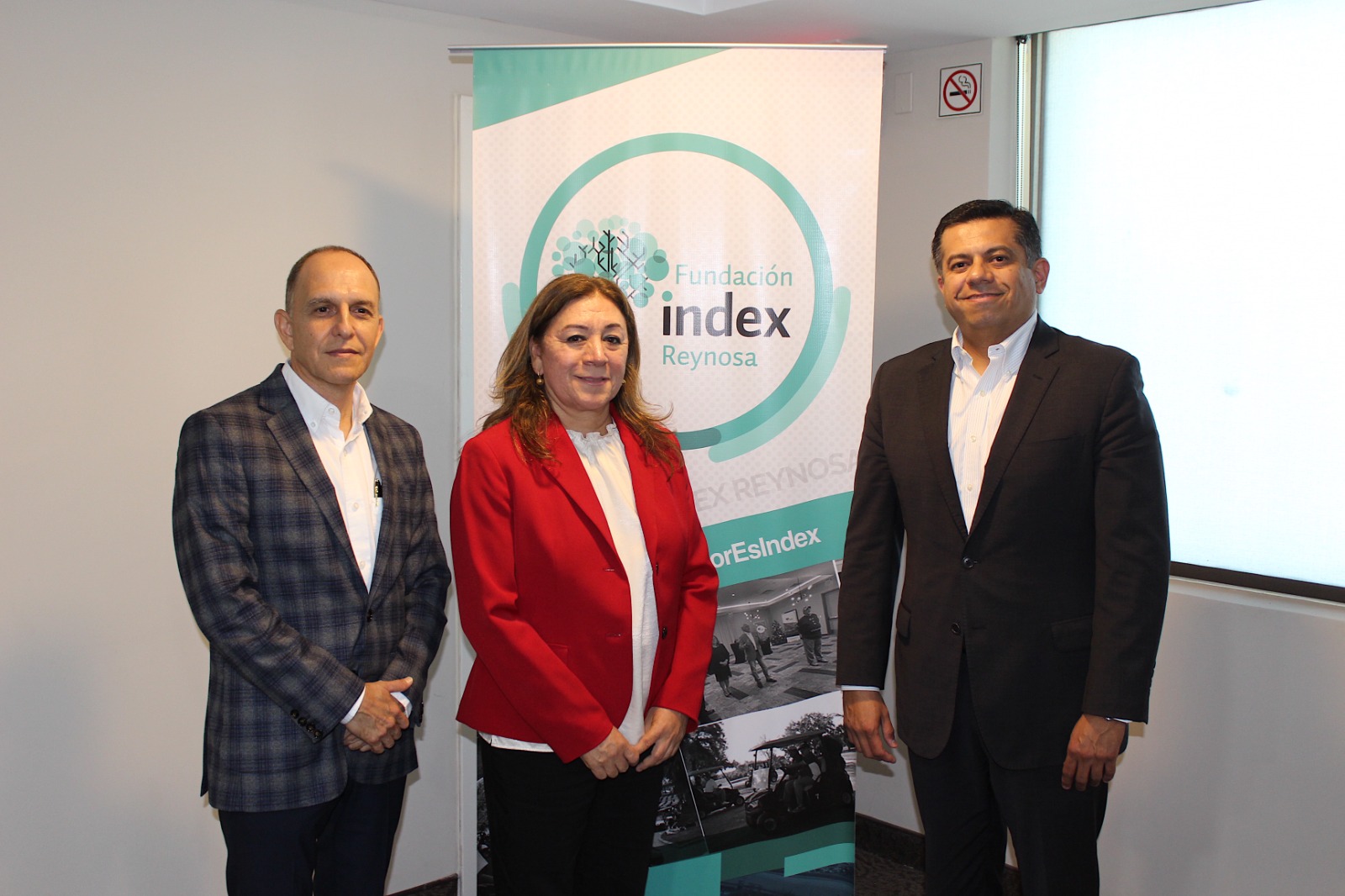 Raúl Setién, presidente index Reynosa; Martha Ramos, directora index Reynosa; y Luis Manuel Hernández, presidente index Nacional