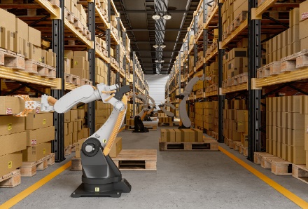 A robotic arm in a warehouse

Description automatically generated