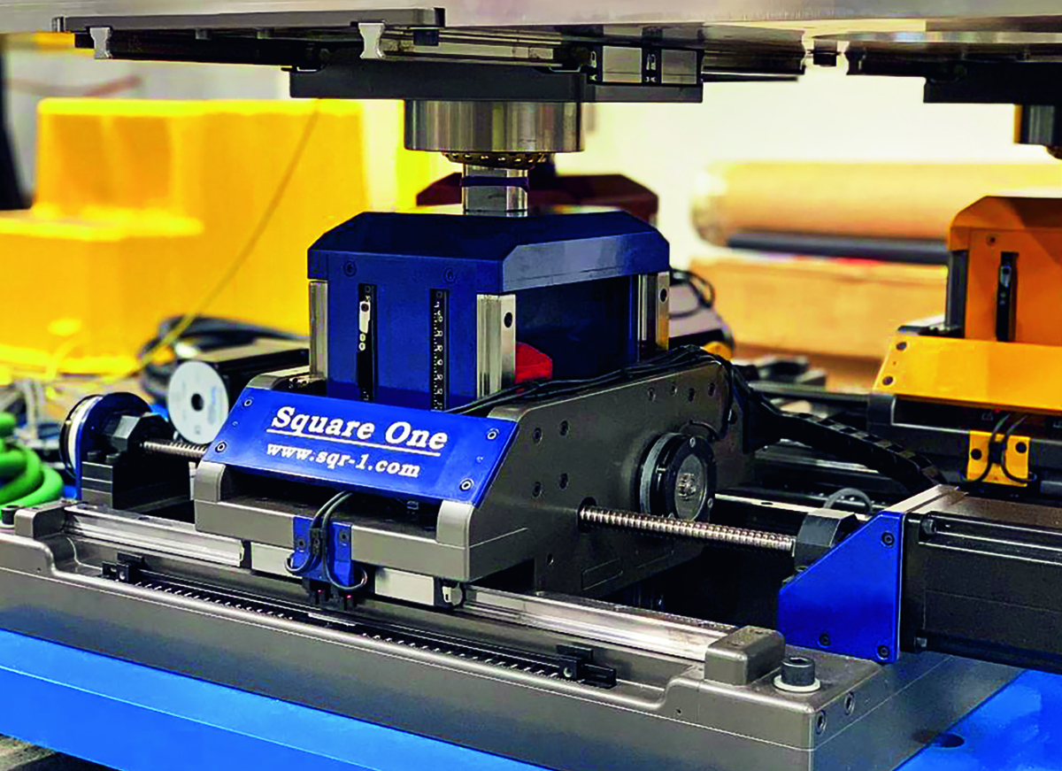 Vista detallada de una de las tres unidades de husillo que conforman un robot Tri-Sphere.