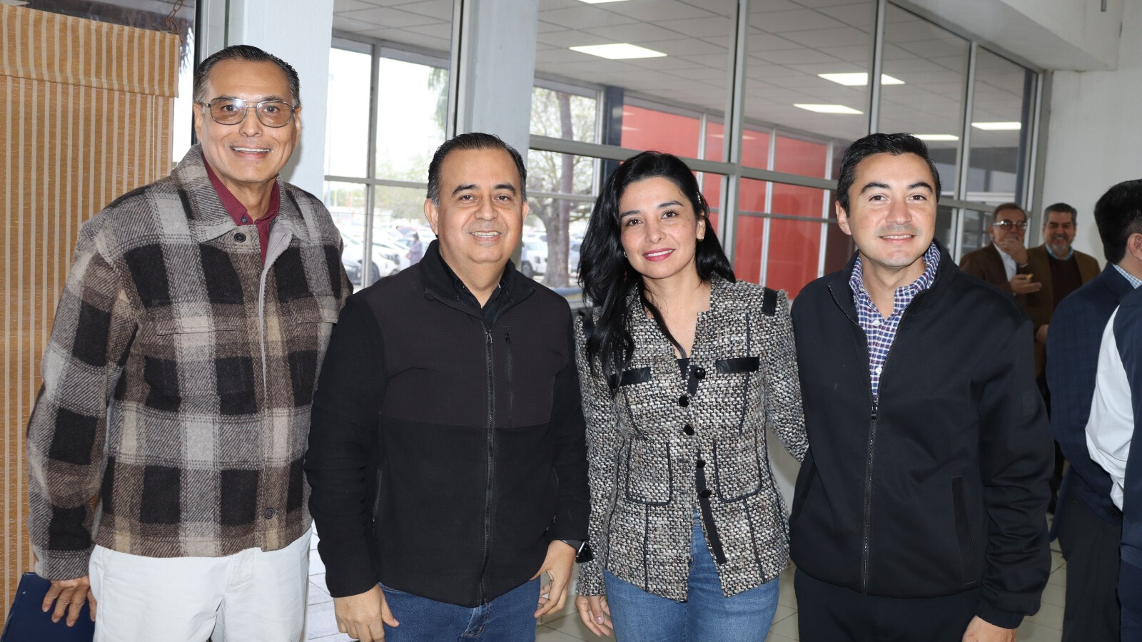 Felipe Rodríguez García, Coord. Regional del SNE; Luis Méndez, Dir. General de INDEX Reynosa; Carolina Iveth Martínez Molano, Subsecretaria del Trabajo y Mauricio Treviño, Secretario de Desarrollo Económico de Reynosa.