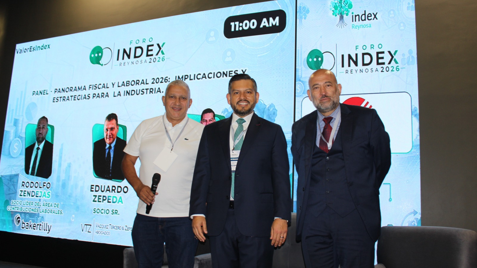 Integrantes del panel “Panorama fiscal y laboral: implicaciones y estrategias para la industria”, Eduardo Zepeda, Eduardo Pol Maldonado y Rodolfo Zendejas.